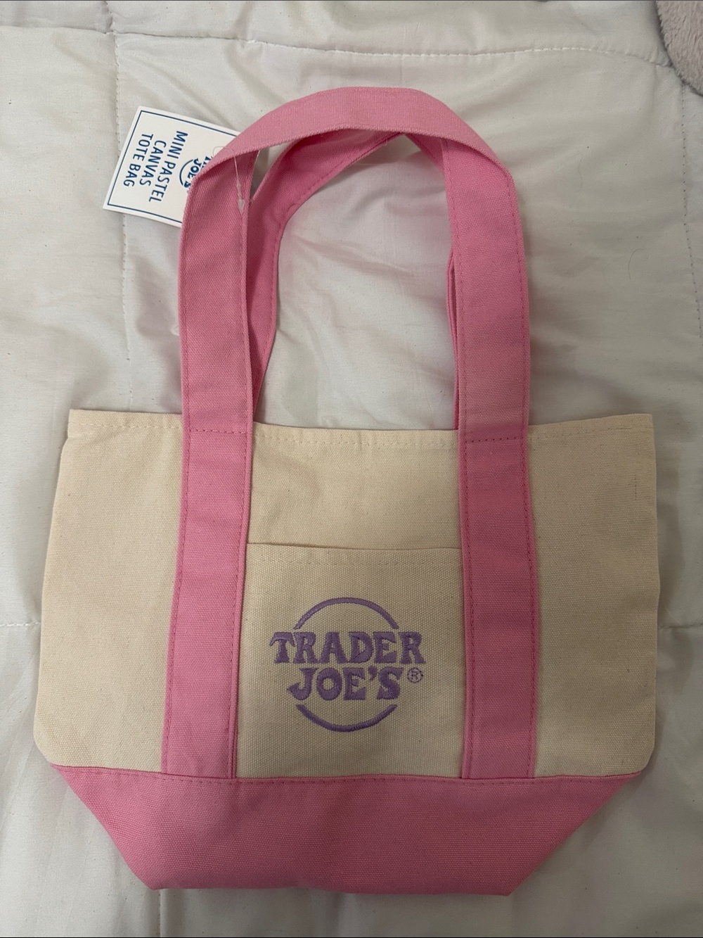 Pink & Cream Trader Joe's Canvas Tote Bag